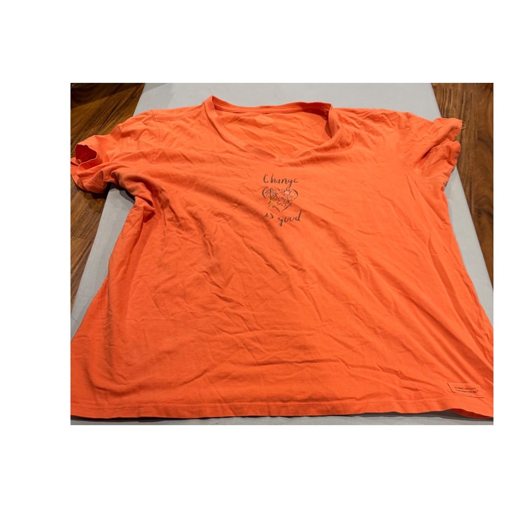 Casual Women Life is Good Graphic Tee XL Orange